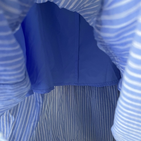 Gal Meets Glam Collection Tiered Cotton Blue Striped Maxi Skirt Size 12 - Picture 9 of 12